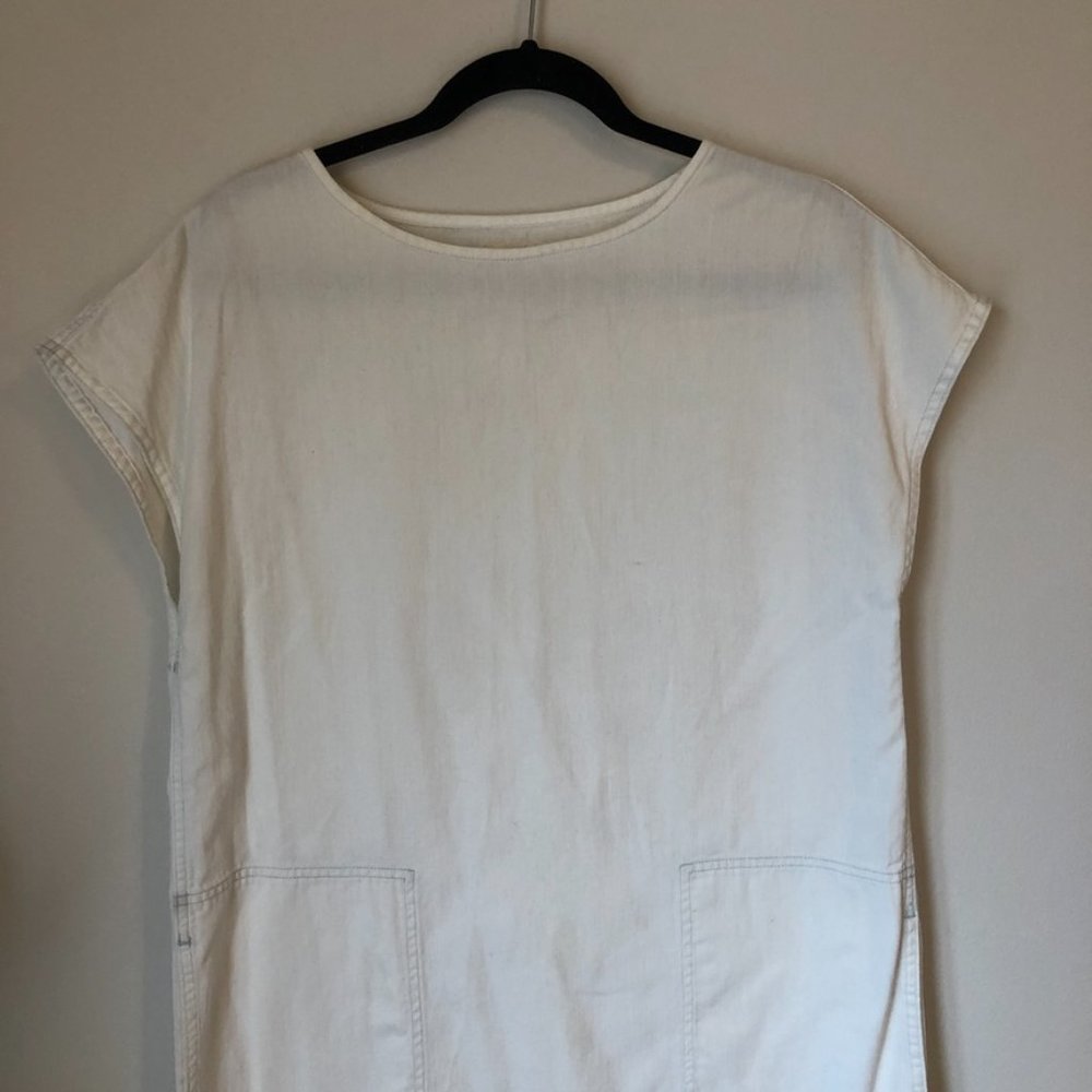 Wilfred Free Faux Suede Boxy Shift Dress Denim S - Picture 4 of 6